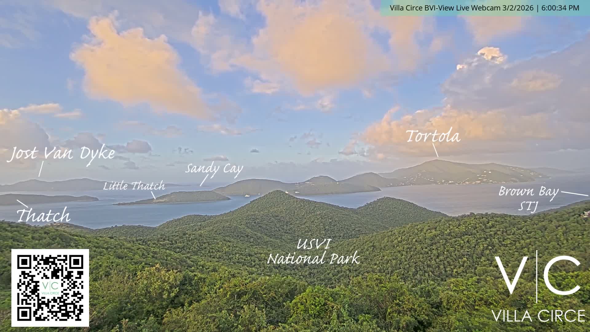 British Virgin Islands & U.S Virgin Islands National Park View from Coral Bay Hills Live Cam - Coral Bay, St. John,United States Virgin Islands, USA