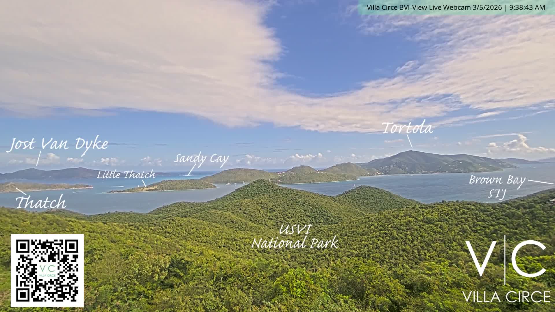 British Virgin Islands & U.S Virgin Islands National Park View from Coral Bay Hills Live Cam - Coral Bay, St. John,United States Virgin Islands, USA