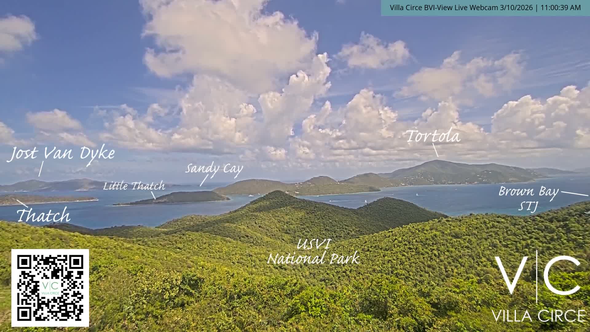 British Virgin Islands & U.S Virgin Islands National Park View from Coral Bay Hills Live Cam - Coral Bay, St. John,United States Virgin Islands, USA