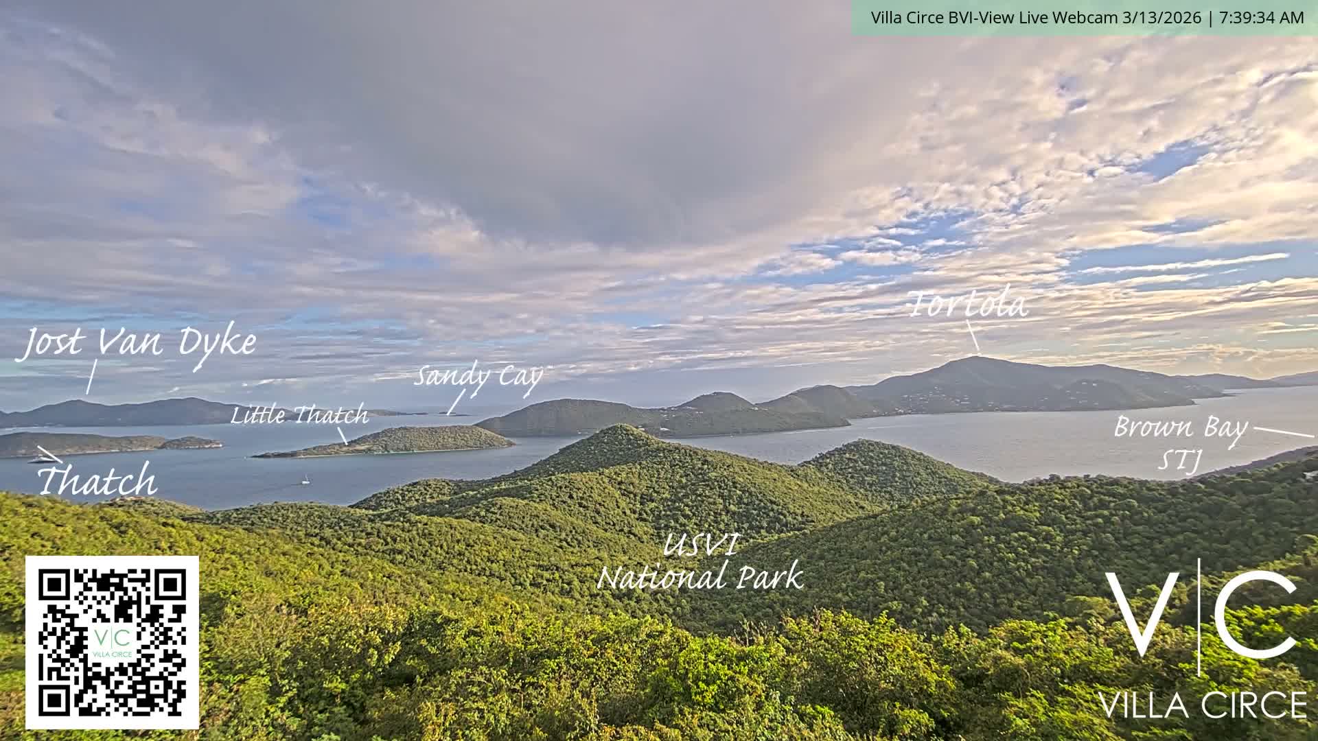 British Virgin Islands & U.S Virgin Islands National Park View from Coral Bay Hills Live Cam - Coral Bay, St. John,United States Virgin Islands, USA