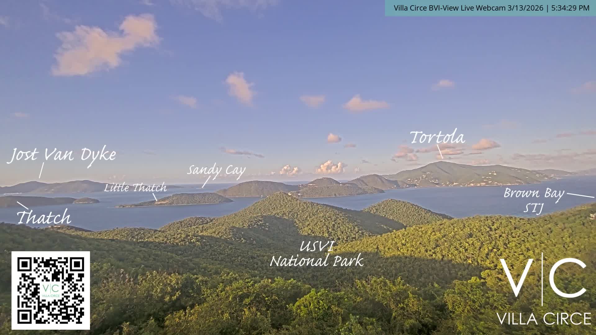 British Virgin Islands & U.S Virgin Islands National Park View from Coral Bay Hills Live Cam - Coral Bay, St. John,United States Virgin Islands, USA