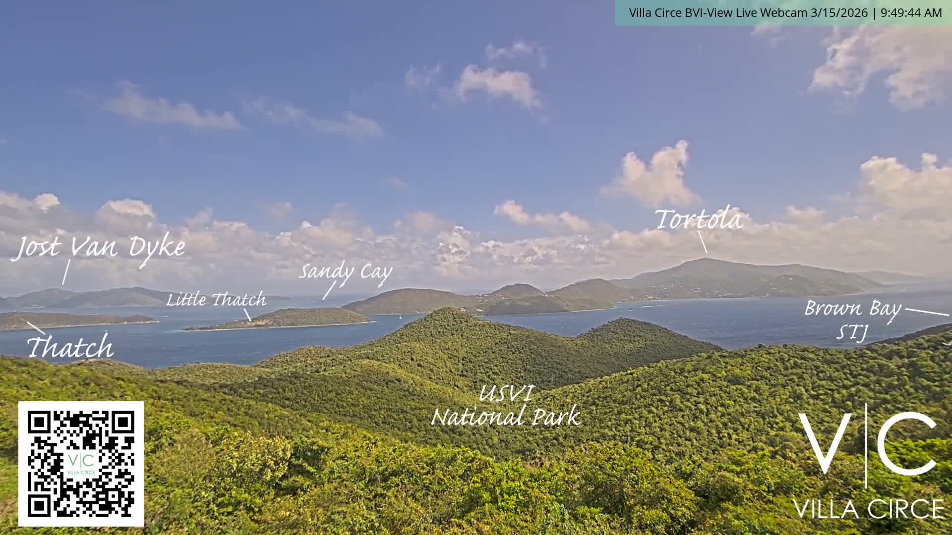 British Virgin Islands & U.S Virgin Islands National Park View from Coral Bay Hills Live Cam - Coral Bay, St. John,United States Virgin Islands, USA