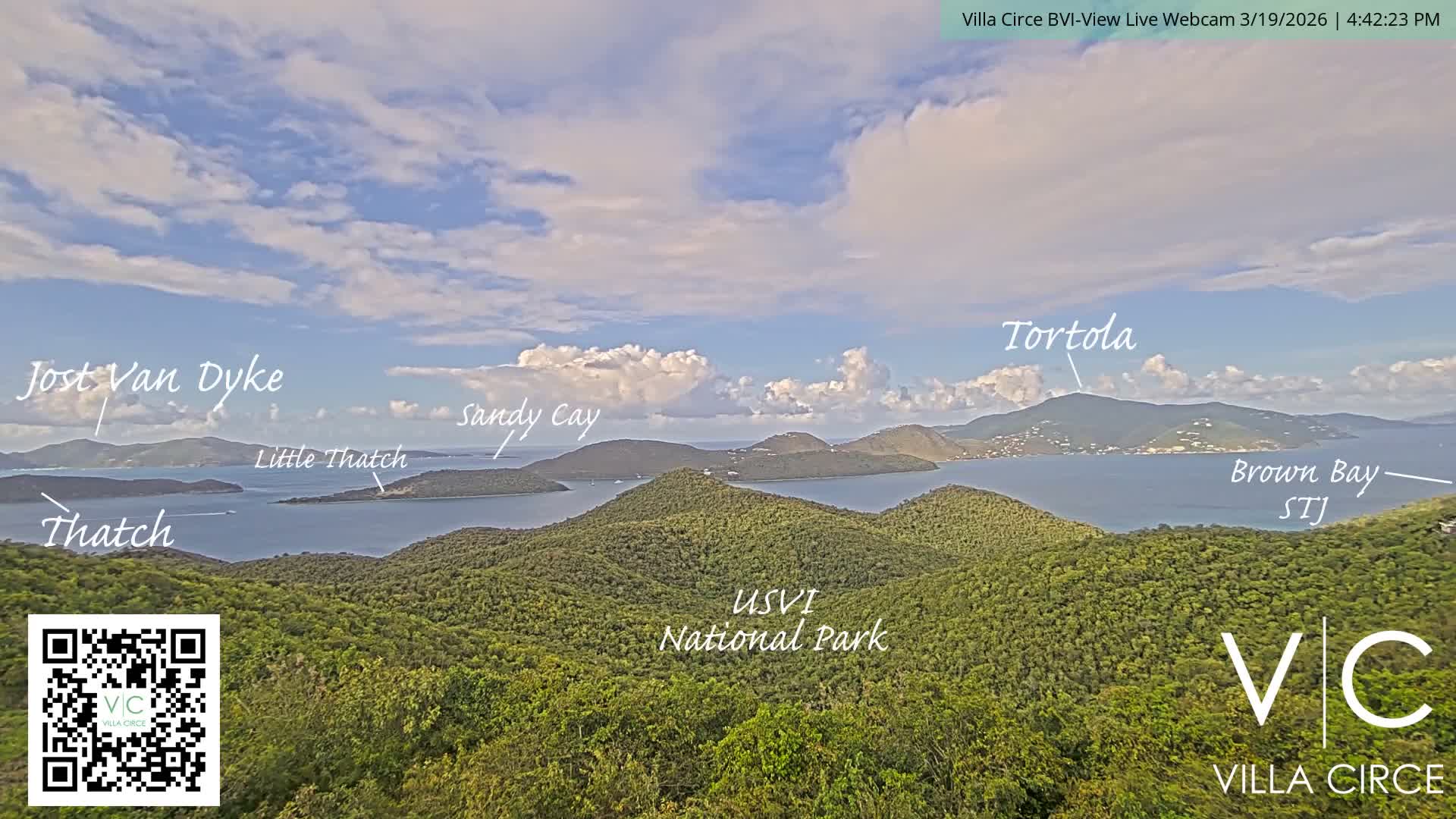 British Virgin Islands & U.S Virgin Islands National Park View from Coral Bay Hills Live Cam - Coral Bay, St. John,United States Virgin Islands, USA