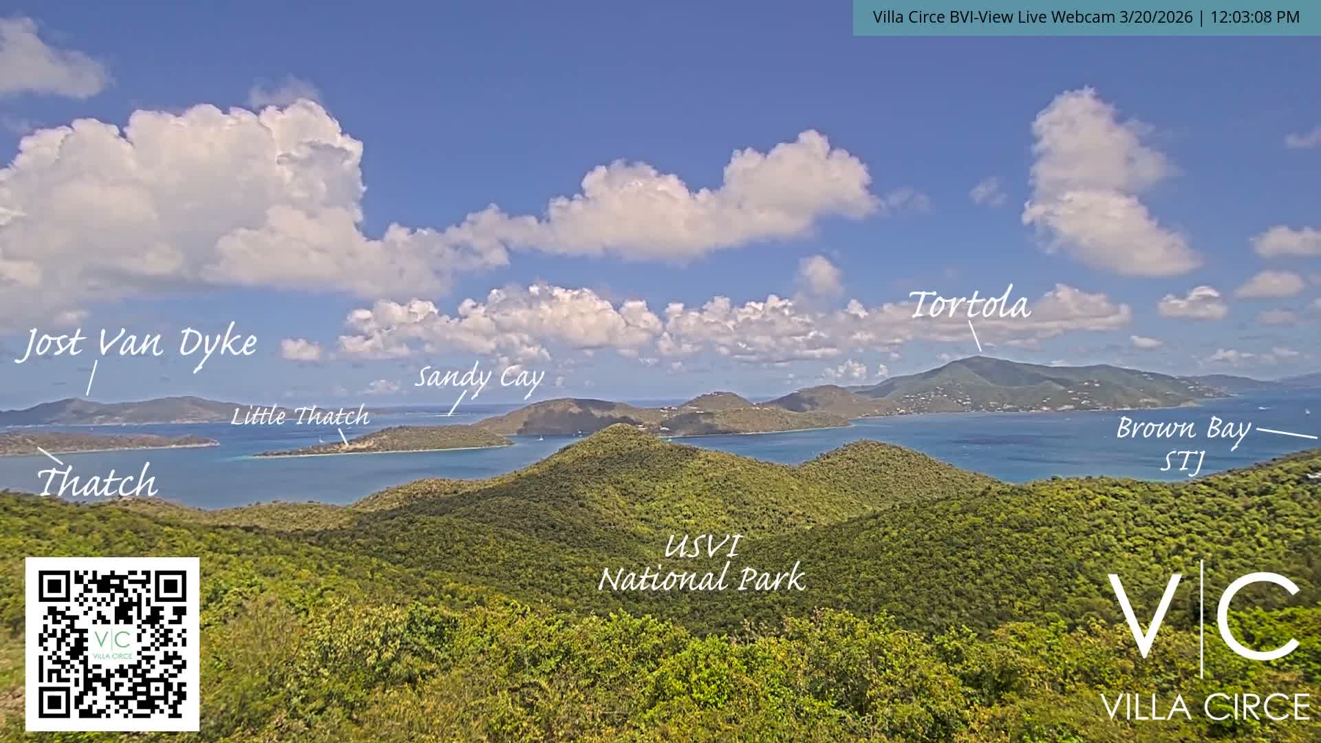 British Virgin Islands & U.S Virgin Islands National Park View from Coral Bay Hills Live Cam - Coral Bay, St. John,United States Virgin Islands, USA