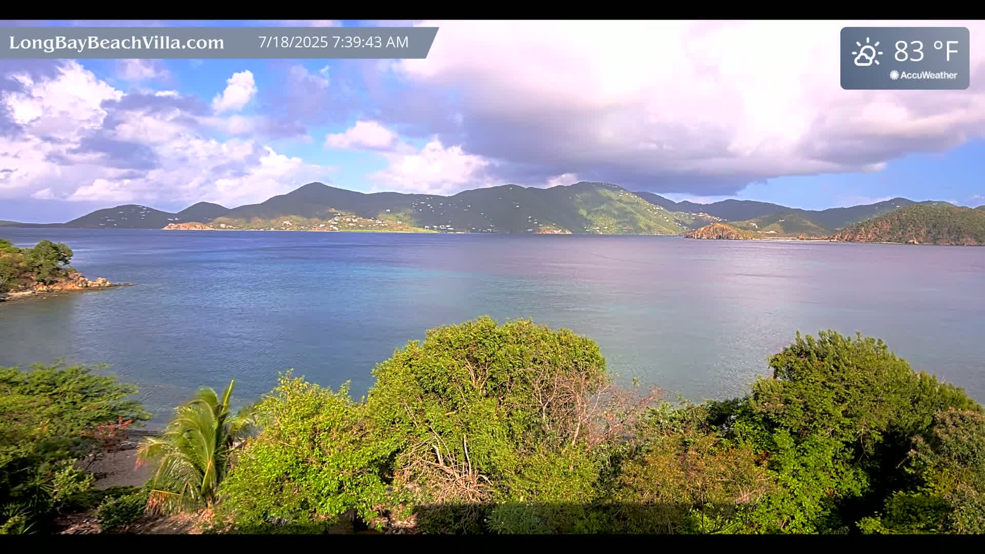 St. John, Long Bay Beach & Coral Bay Live Cam - East End , St. John, United States Virgin Islands, USA