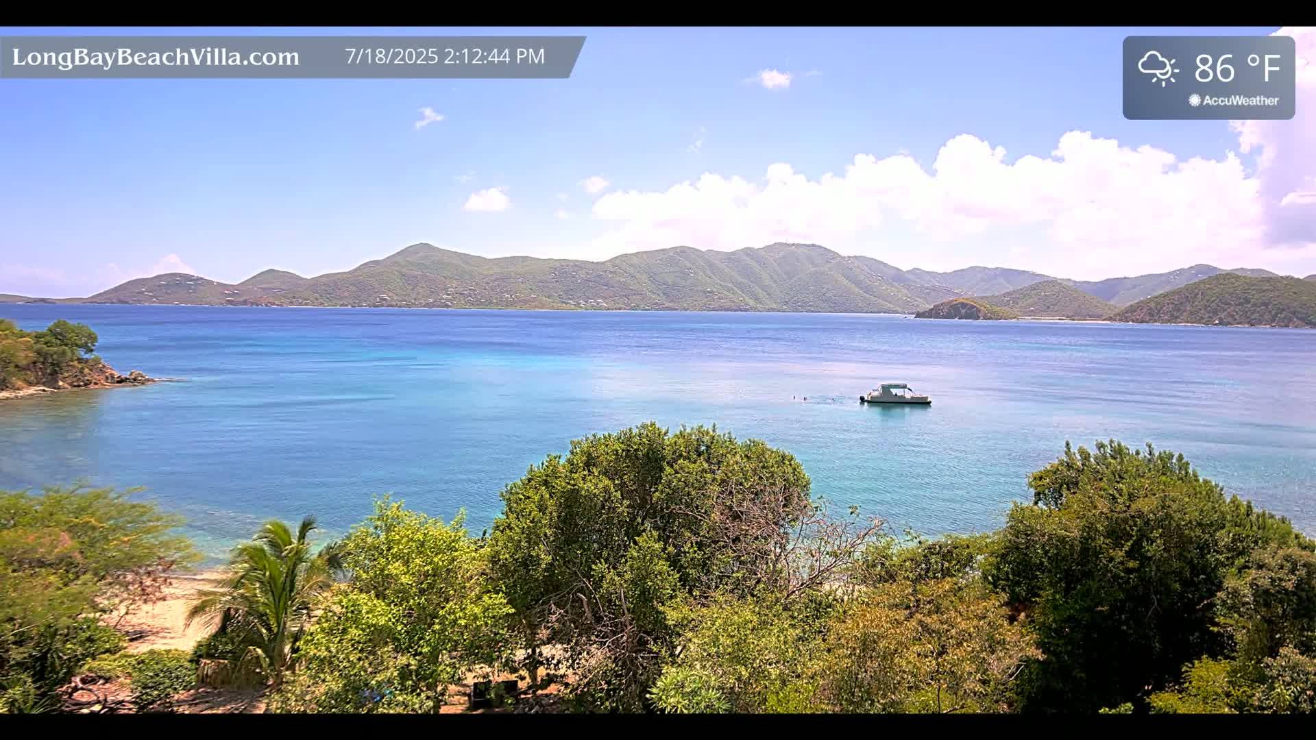 St. John, Long Bay Beach & Coral Bay Live Cam - East End , St. John, United States Virgin Islands, USA