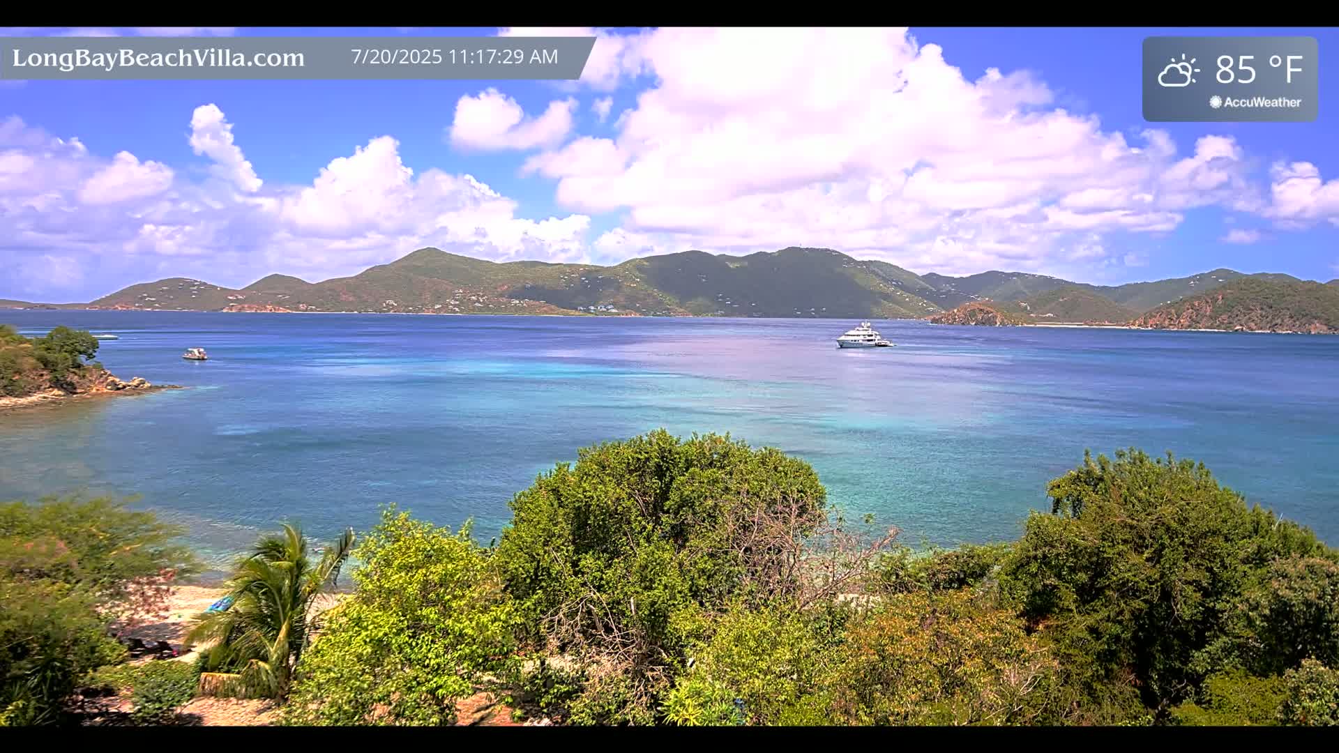 St. John, Long Bay Beach & Coral Bay Live Cam - East End , St. John, United States Virgin Islands, USA