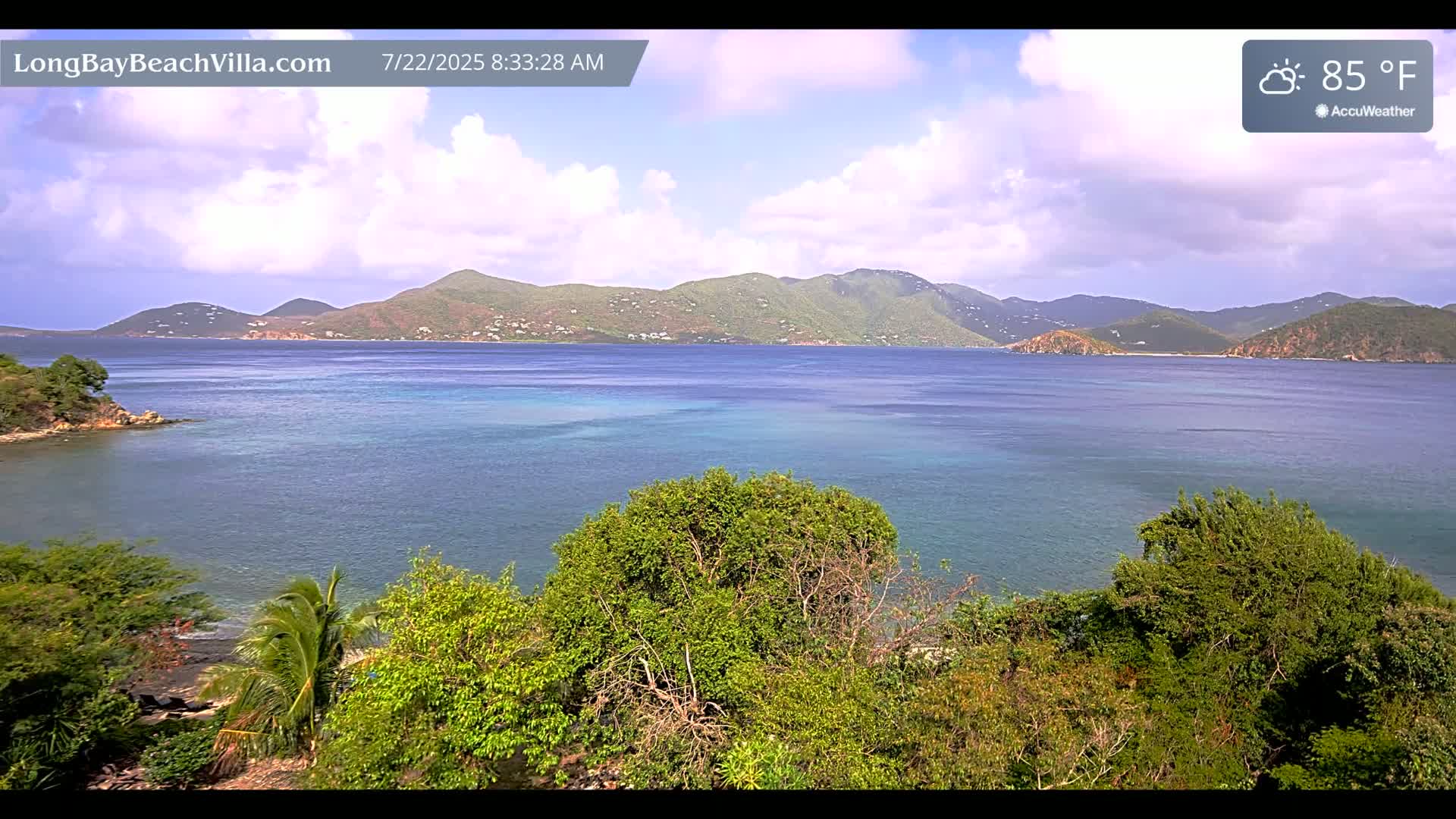 St. John, Long Bay Beach & Coral Bay Live Cam - East End , St. John, United States Virgin Islands, USA