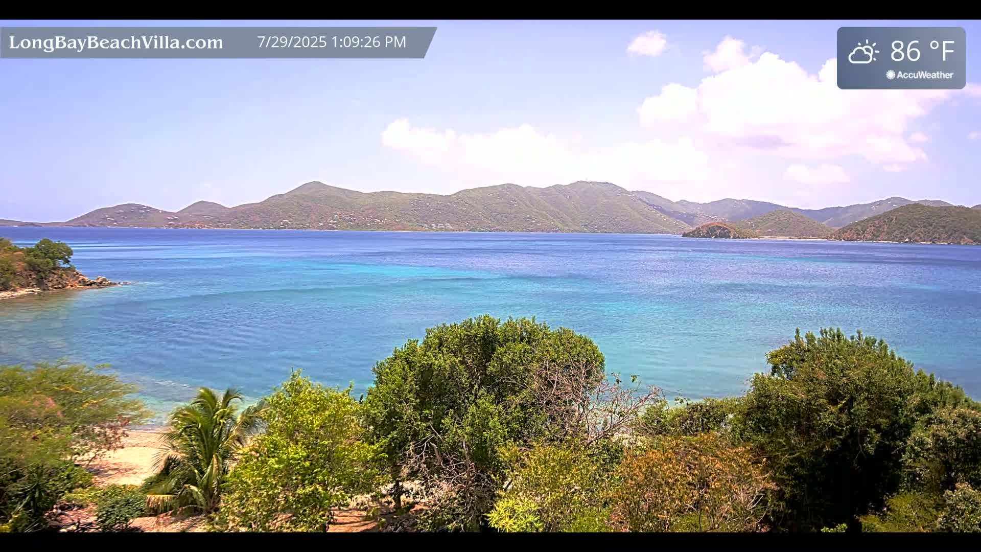 St. John, Long Bay Beach & Coral Bay Live Cam - East End , St. John, United States Virgin Islands, USA