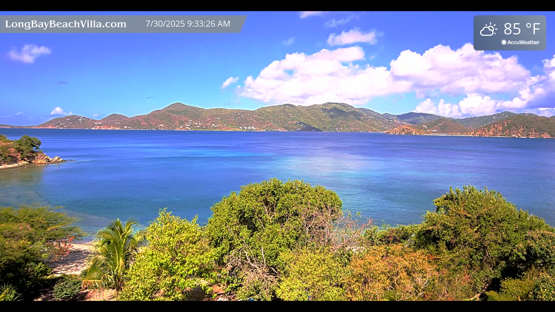 St. John, Long Bay Beach & Coral Bay Live Cam - East End , St. John, United States Virgin Islands, USA