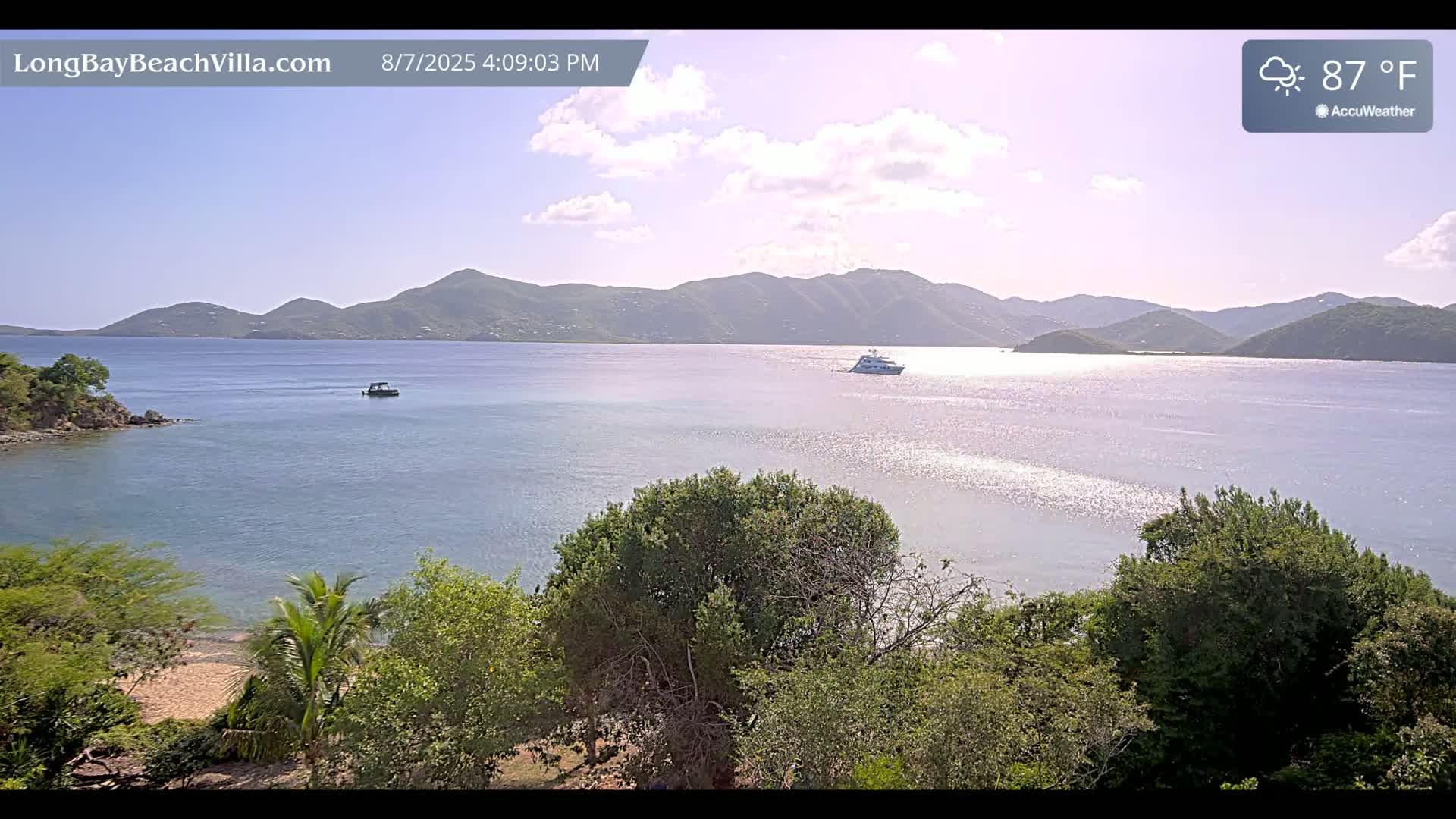 St. John, Long Bay Beach & Coral Bay Live Cam - East End , St. John, United States Virgin Islands, USA