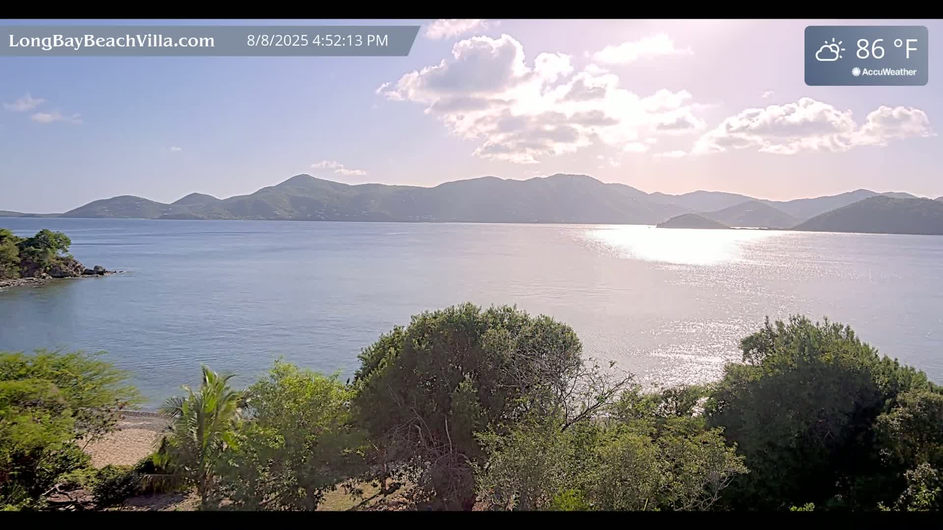 St. John, Long Bay Beach & Coral Bay Live Cam - East End , St. John, United States Virgin Islands, USA