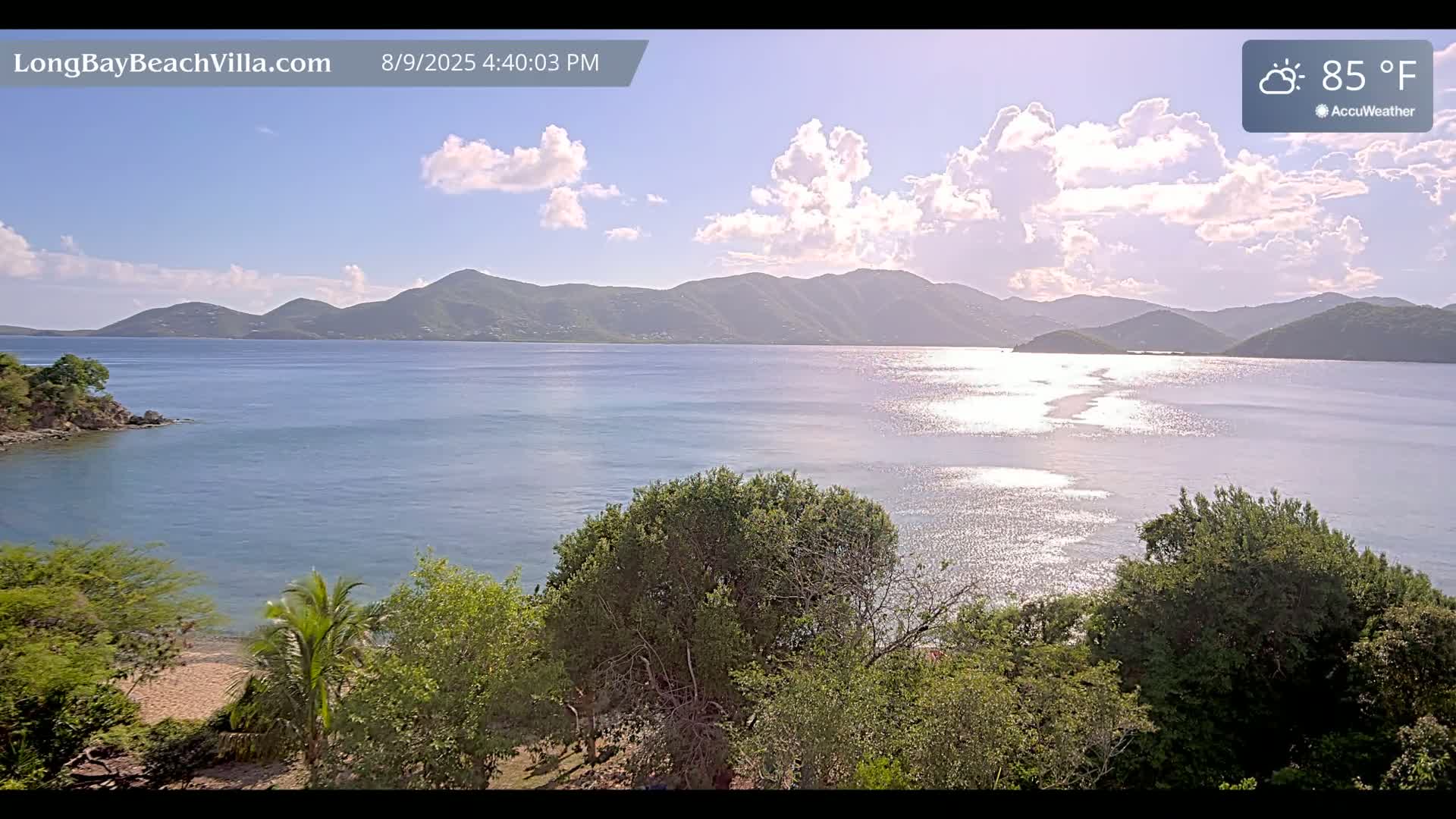 St. John, Long Bay Beach & Coral Bay Live Cam - East End , St. John, United States Virgin Islands, USA