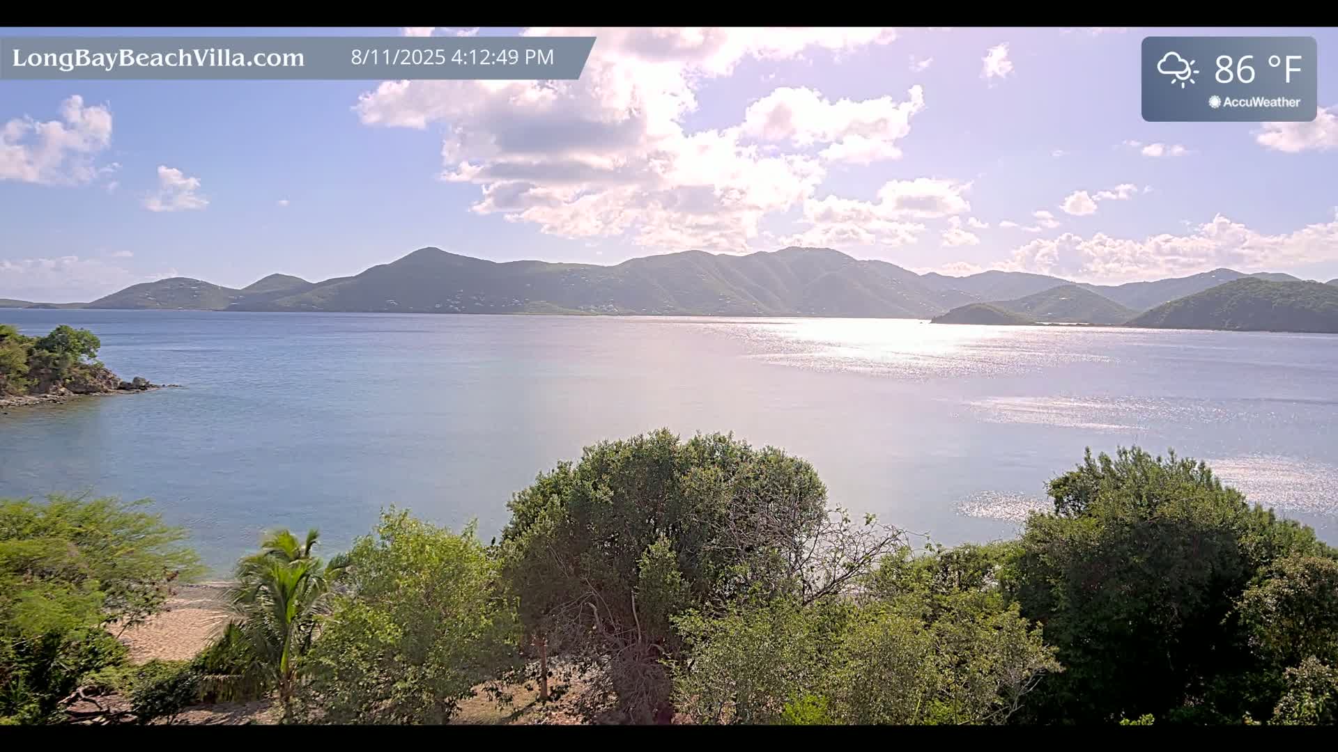 St. John, Long Bay Beach & Coral Bay Live Cam - East End , St. John, United States Virgin Islands, USA