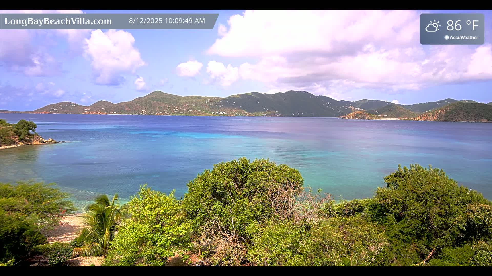 St. John, Long Bay Beach & Coral Bay Live Cam - East End , St. John, United States Virgin Islands, USA