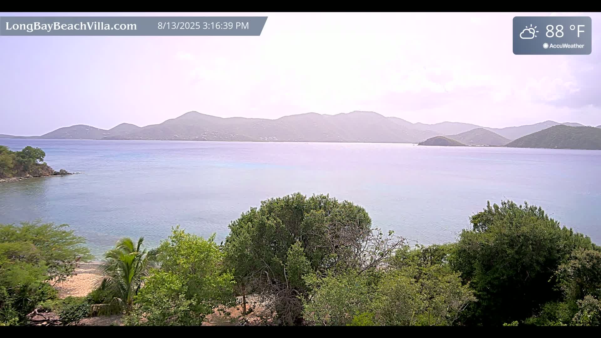 St. John, Long Bay Beach & Coral Bay Live Cam - East End , St. John, United States Virgin Islands, USA
