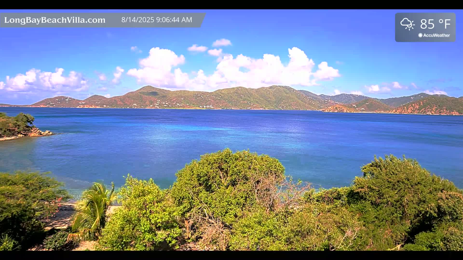 St. John, Long Bay Beach & Coral Bay Live Cam - East End , St. John, United States Virgin Islands, USA