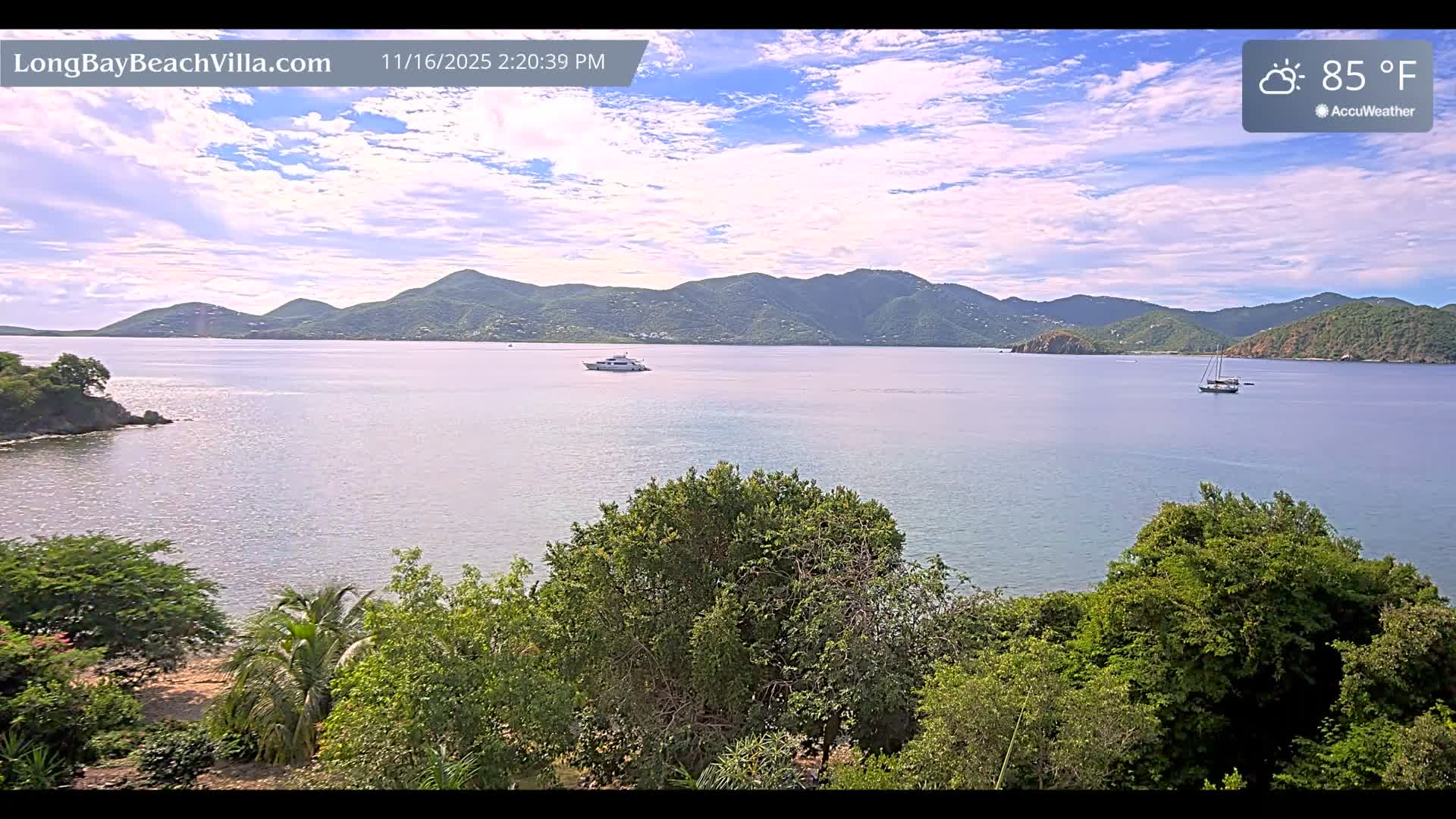 St. John, Long Bay Beach & Coral Bay Live Cam - East End , St. John, United States Virgin Islands, USA