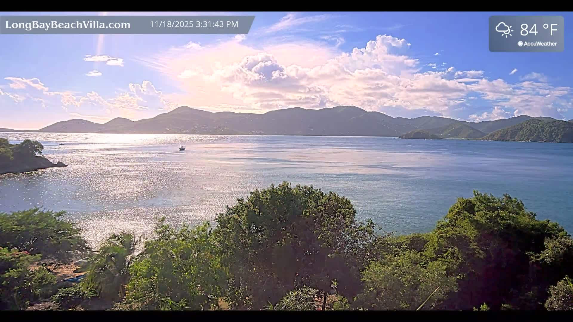 St. John, Long Bay Beach & Coral Bay Live Cam - East End , St. John, United States Virgin Islands, USA