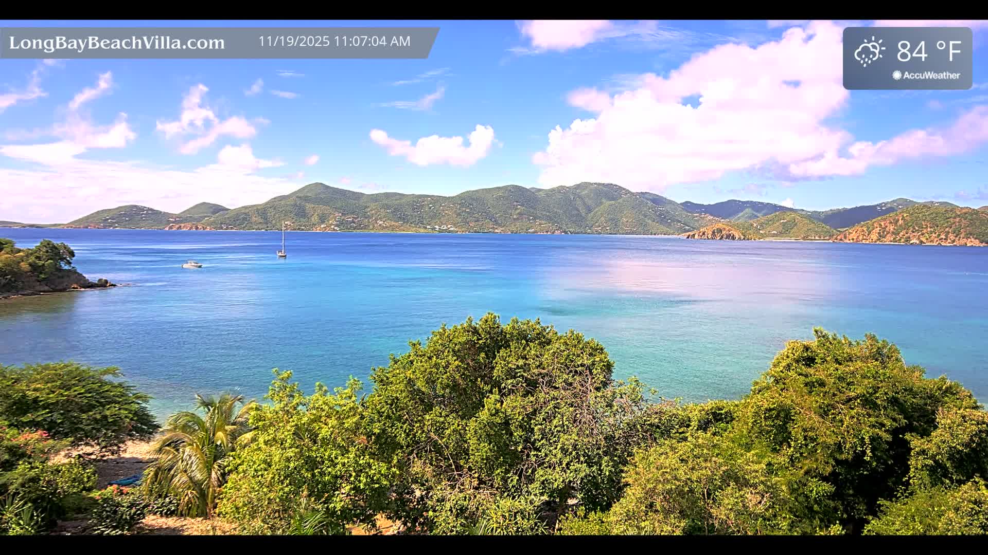 St. John, Long Bay Beach & Coral Bay Live Cam - East End , St. John, United States Virgin Islands, USA