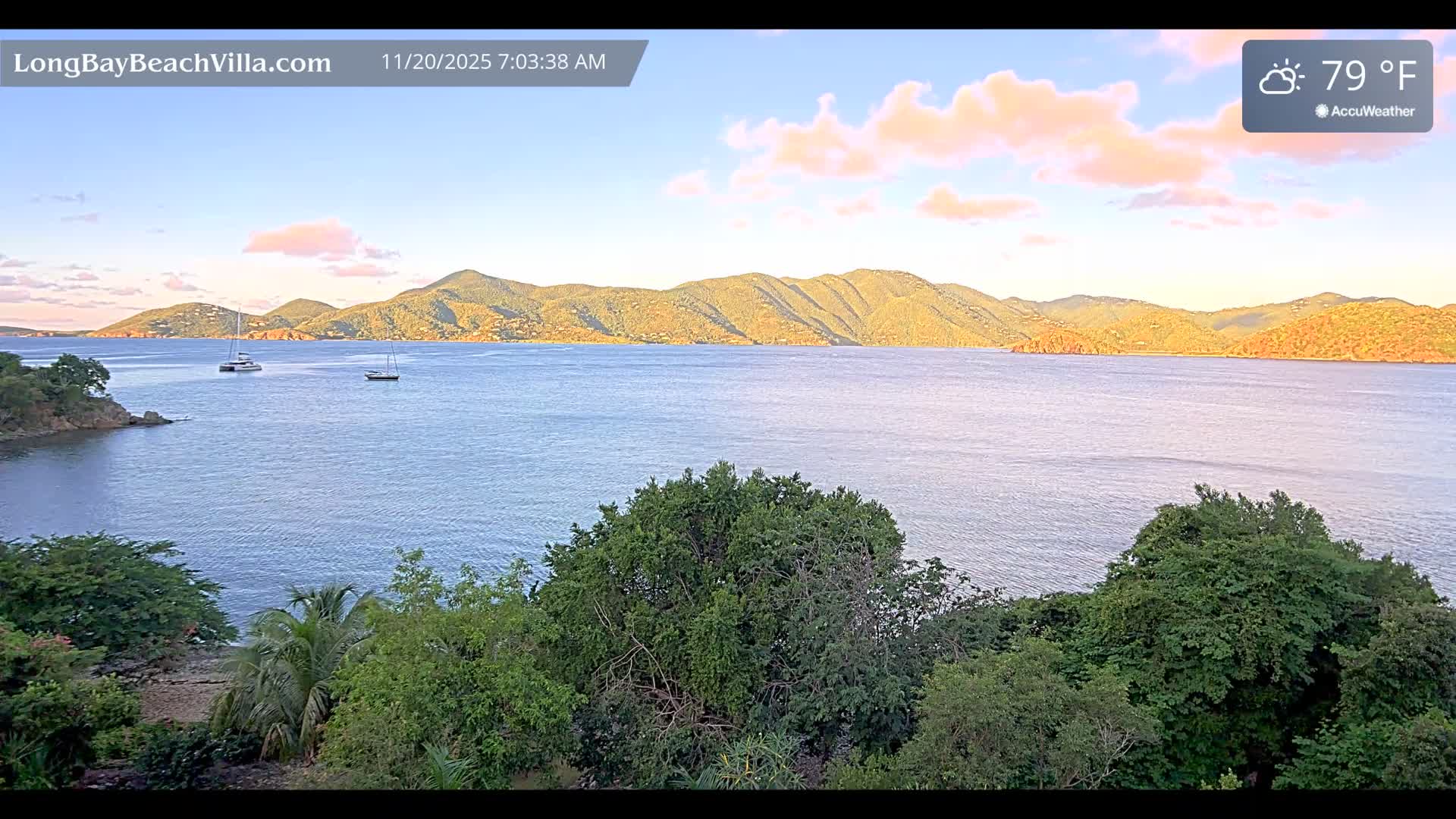 St. John, Long Bay Beach & Coral Bay Live Cam - East End , St. John, United States Virgin Islands, USA