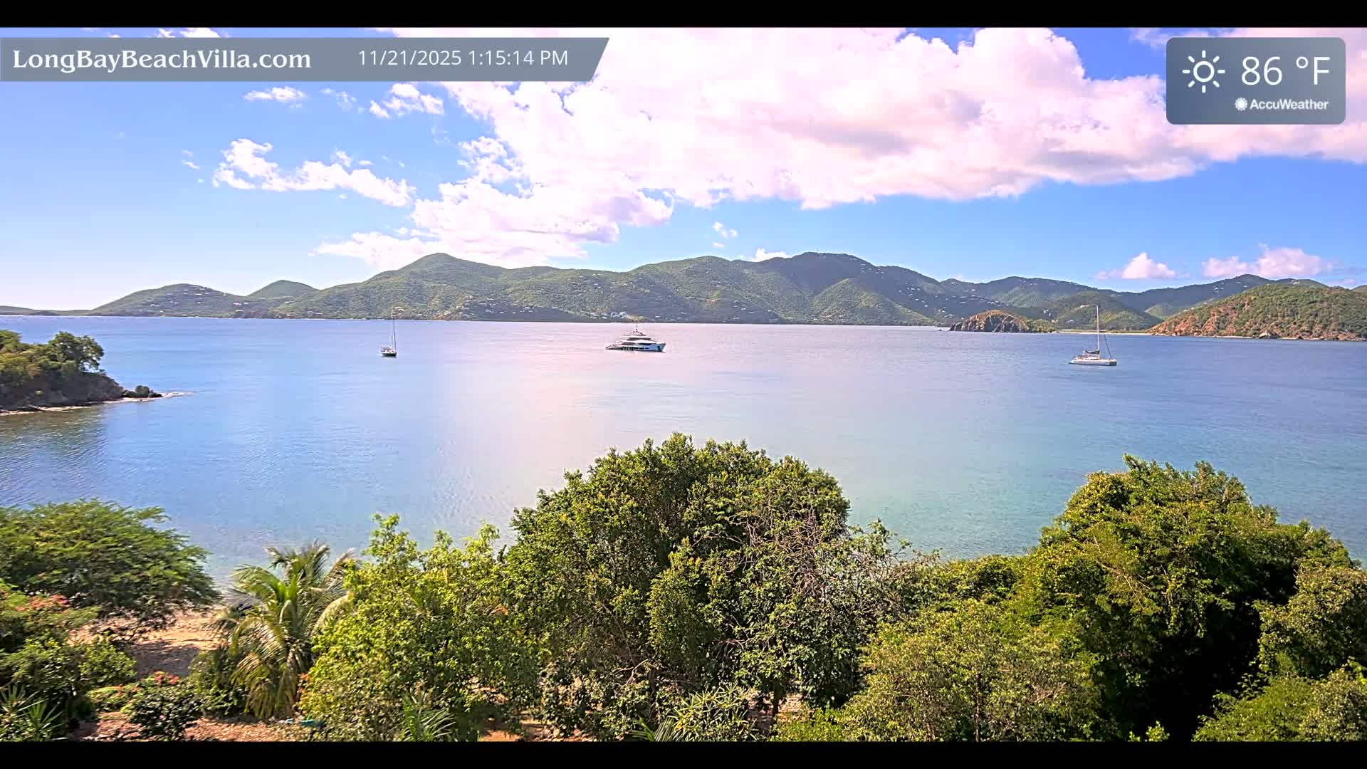 St. John, Long Bay Beach & Coral Bay Live Cam - East End , St. John, United States Virgin Islands, USA