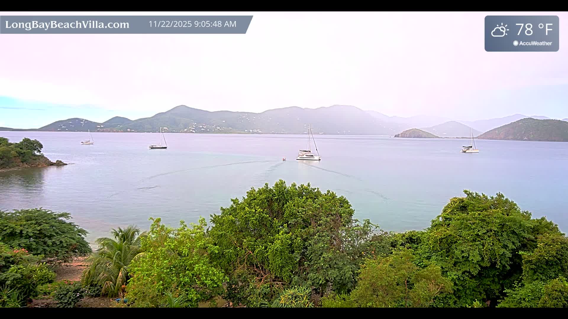 St. John, Long Bay Beach & Coral Bay Live Cam - East End , St. John, United States Virgin Islands, USA
