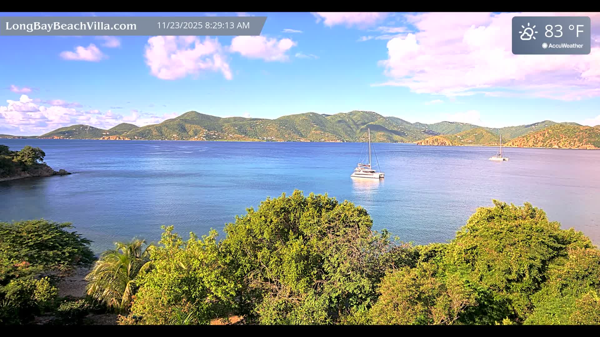 St. John, Long Bay Beach & Coral Bay Live Cam - East End , St. John, United States Virgin Islands, USA