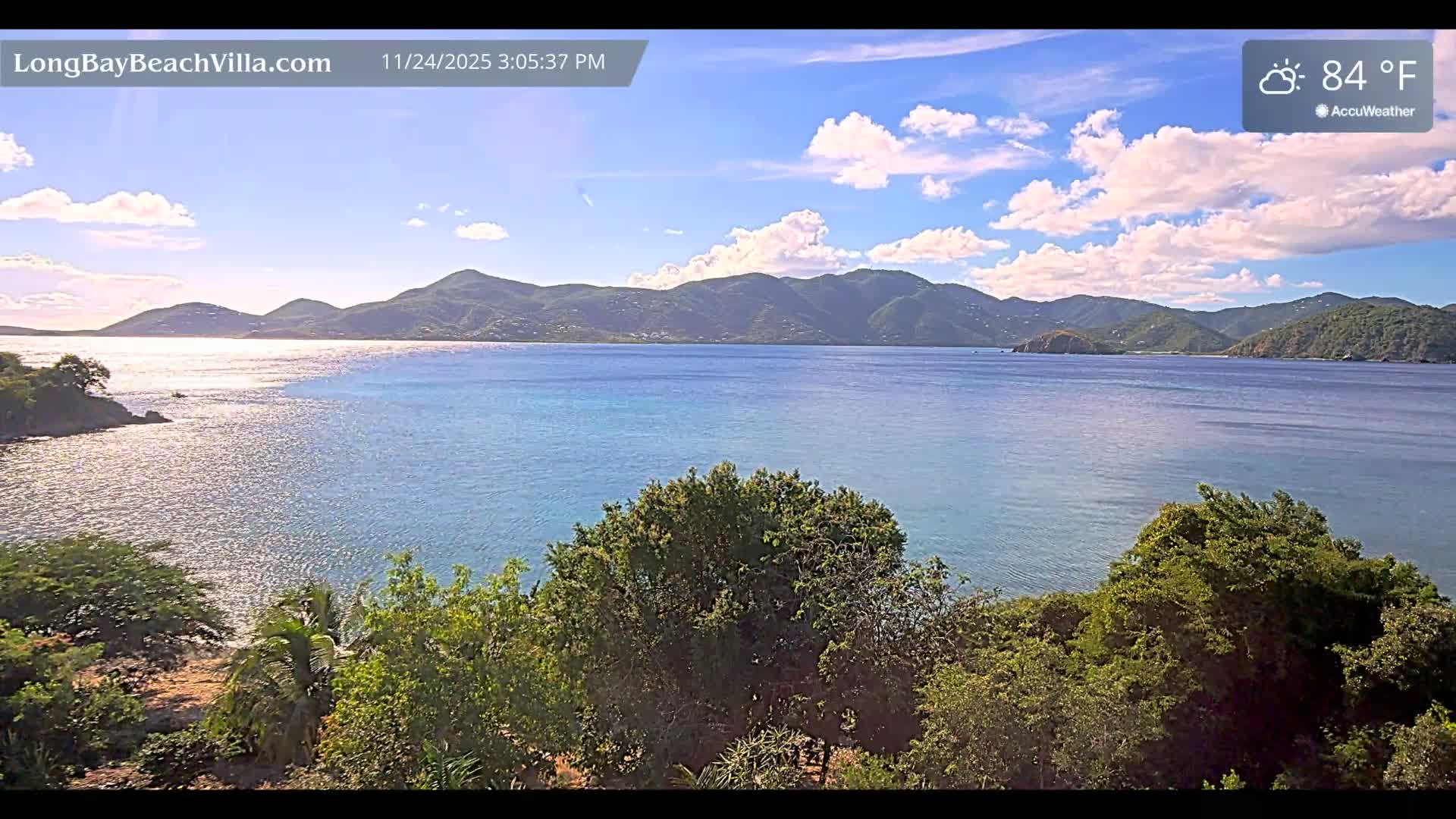St. John, Long Bay Beach & Coral Bay Live Cam - East End , St. John, United States Virgin Islands, USA