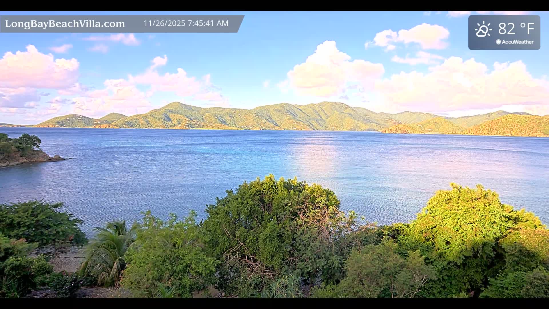 St. John, Long Bay Beach & Coral Bay Live Cam - East End , St. John, United States Virgin Islands, USA