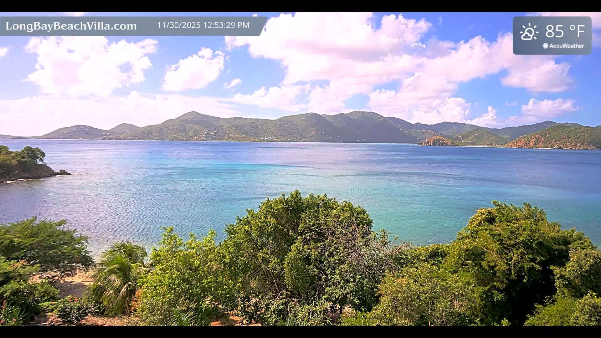 St. John, Long Bay Beach & Coral Bay Live Cam - East End , St. John, United States Virgin Islands, USA