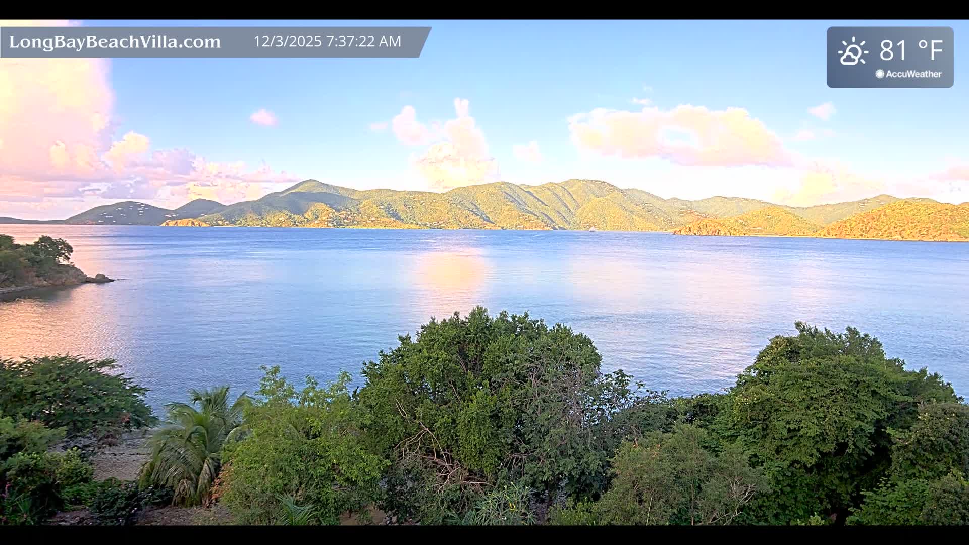 St. John, Long Bay Beach & Coral Bay Live Cam - East End , St. John, United States Virgin Islands, USA