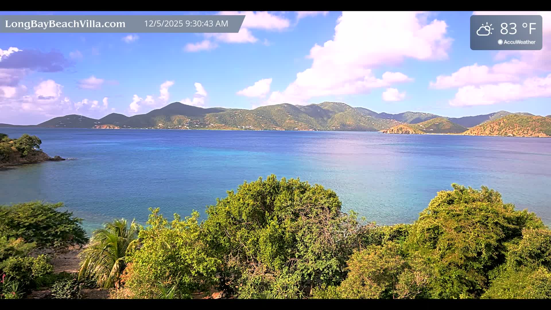 St. John, Long Bay Beach & Coral Bay Live Cam - East End , St. John, United States Virgin Islands, USA