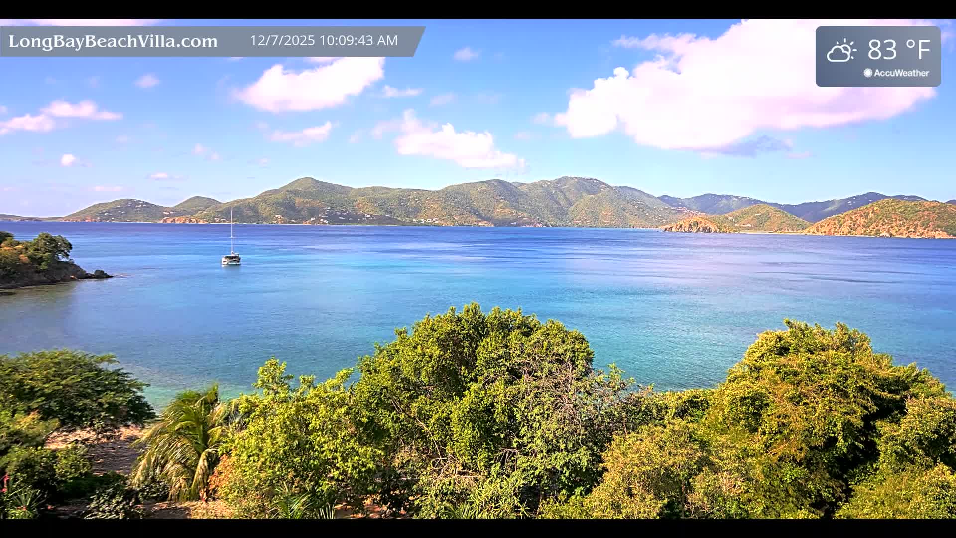 St. John, Long Bay Beach & Coral Bay Live Cam - East End , St. John, United States Virgin Islands, USA