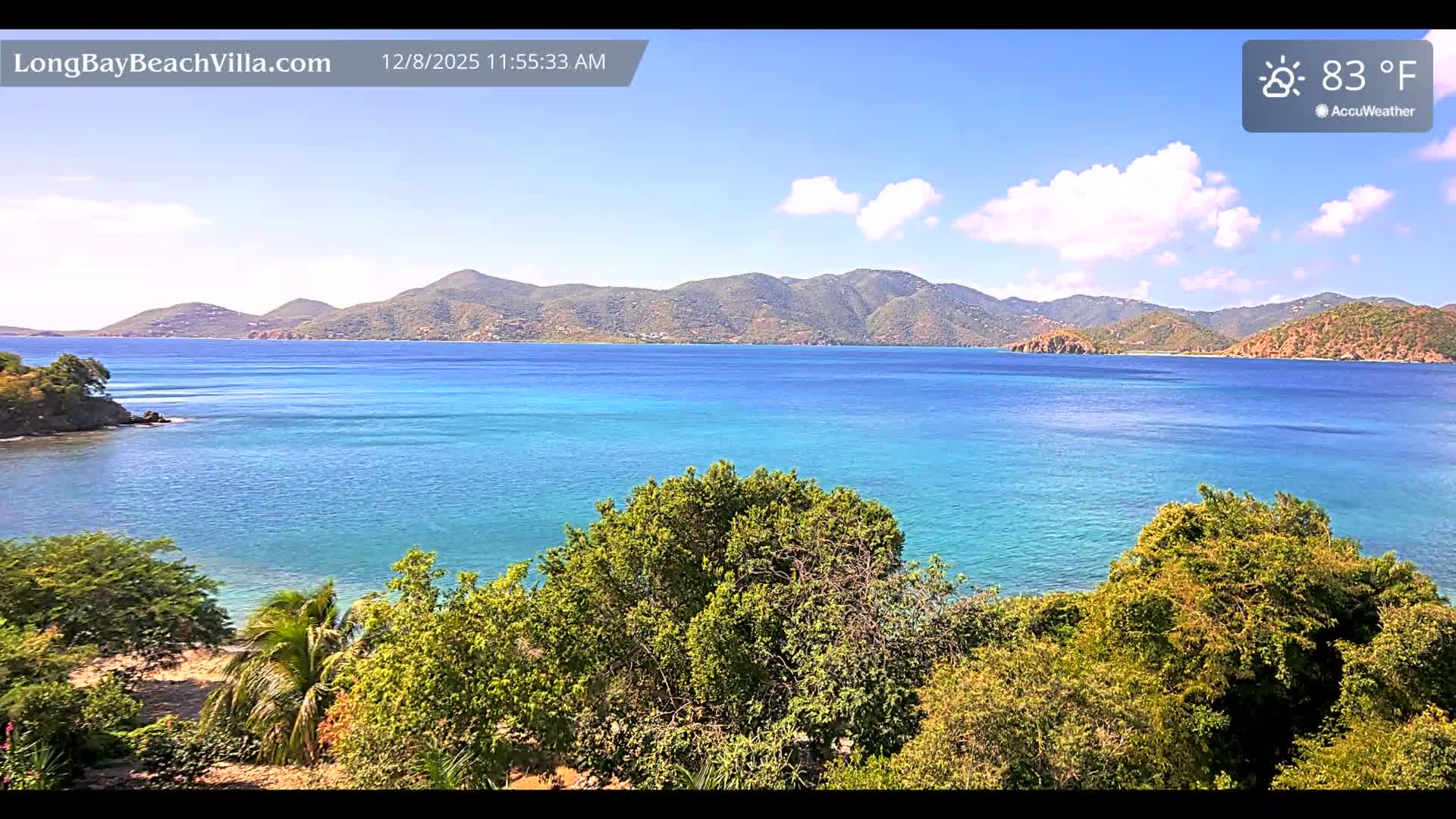 St. John, Long Bay Beach & Coral Bay Live Cam - East End , St. John, United States Virgin Islands, USA