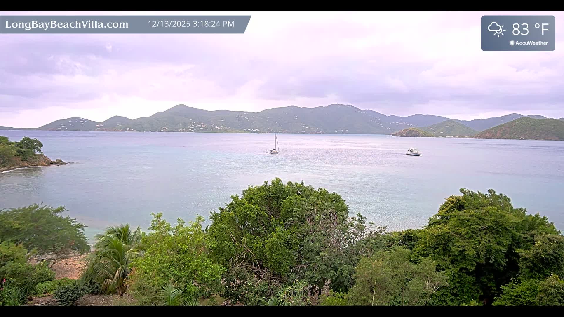 St. John, Long Bay Beach & Coral Bay Live Cam - East End , St. John, United States Virgin Islands, USA