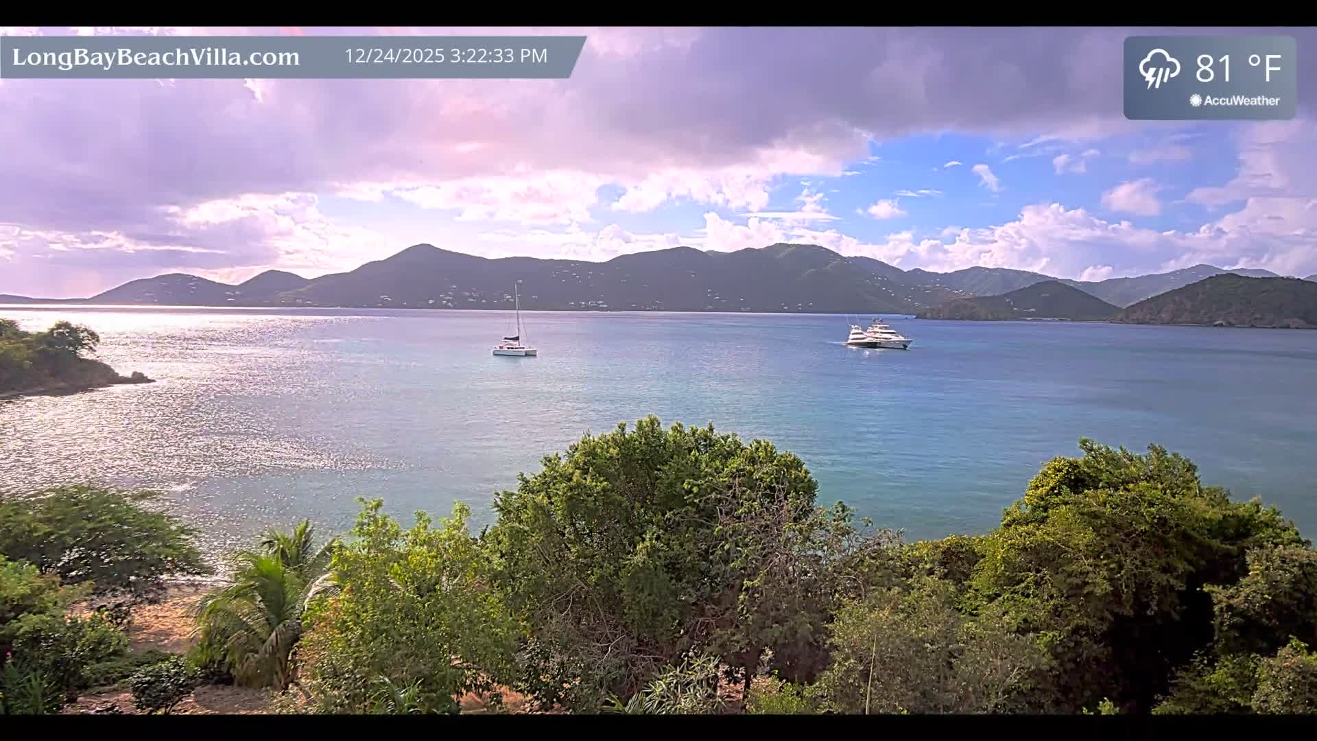 St. John, Long Bay Beach & Coral Bay Live Cam - East End , St. John, United States Virgin Islands, USA
