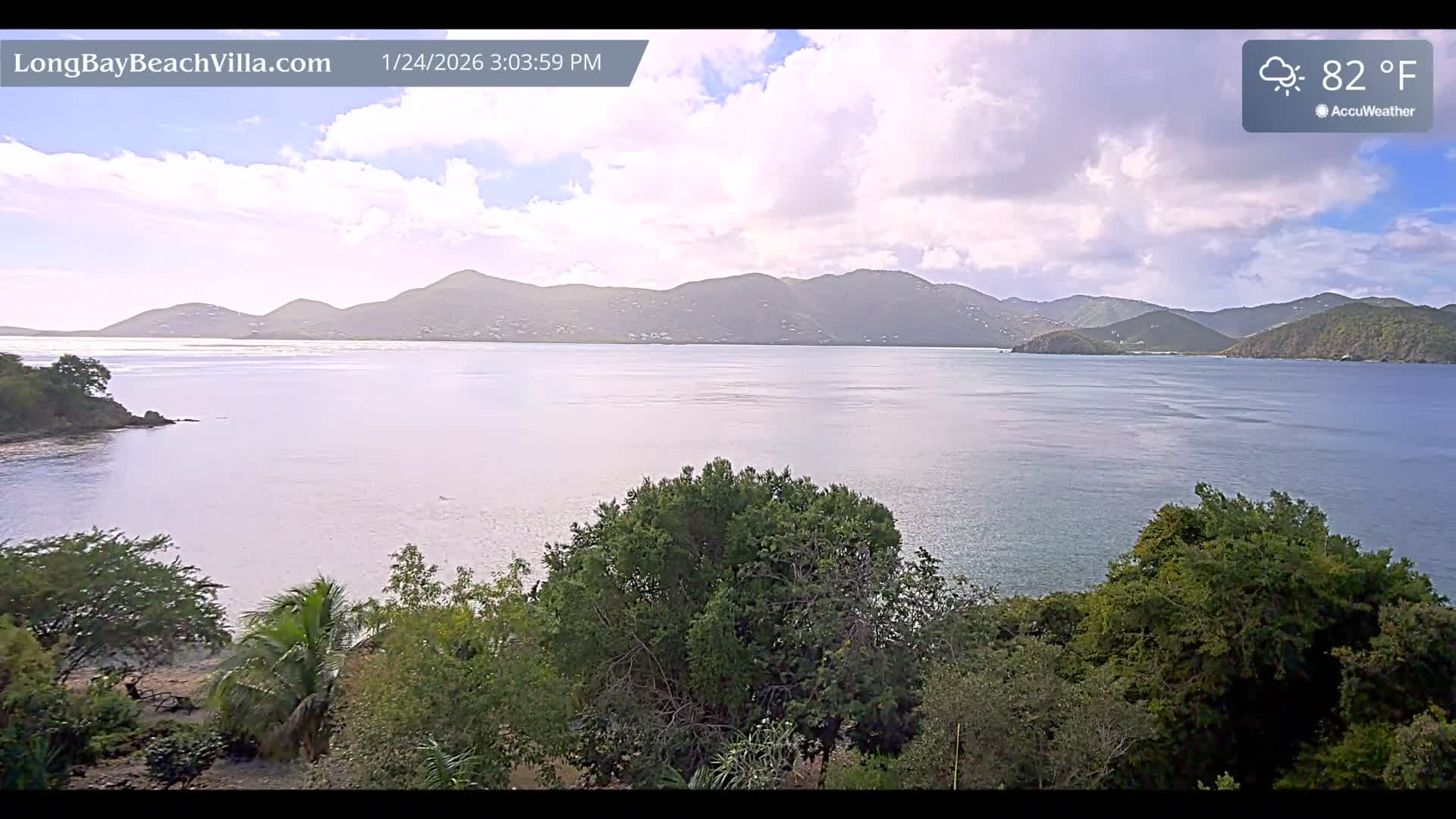 St. John, Long Bay Beach & Coral Bay Live Cam - East End , St. John, United States Virgin Islands, USA