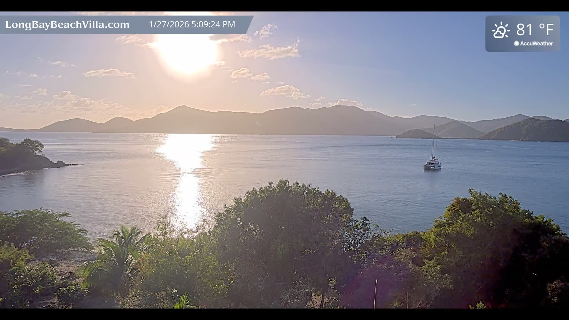 St. John, Long Bay Beach & Coral Bay Live Cam - East End , St. John, United States Virgin Islands, USA