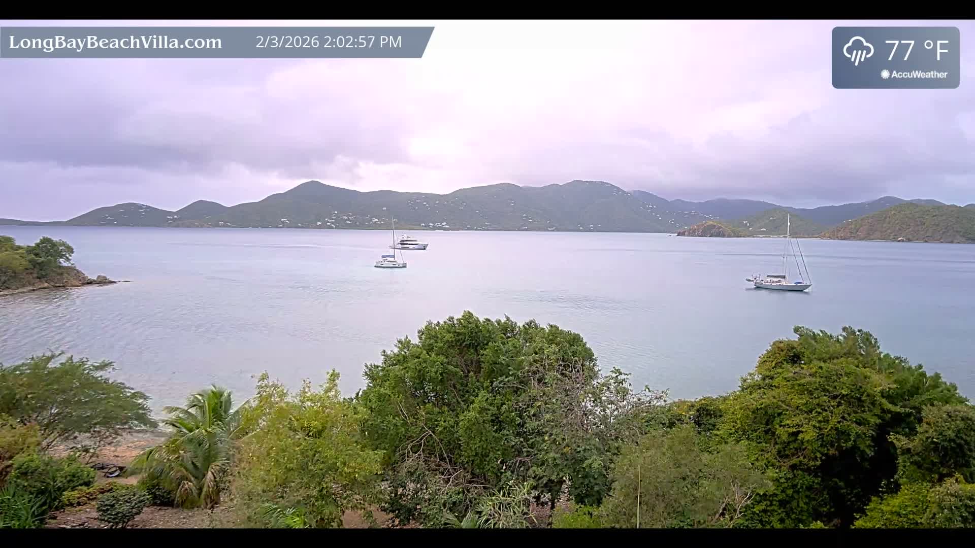 St. John, Long Bay Beach & Coral Bay Live Cam - East End , St. John, United States Virgin Islands, USA