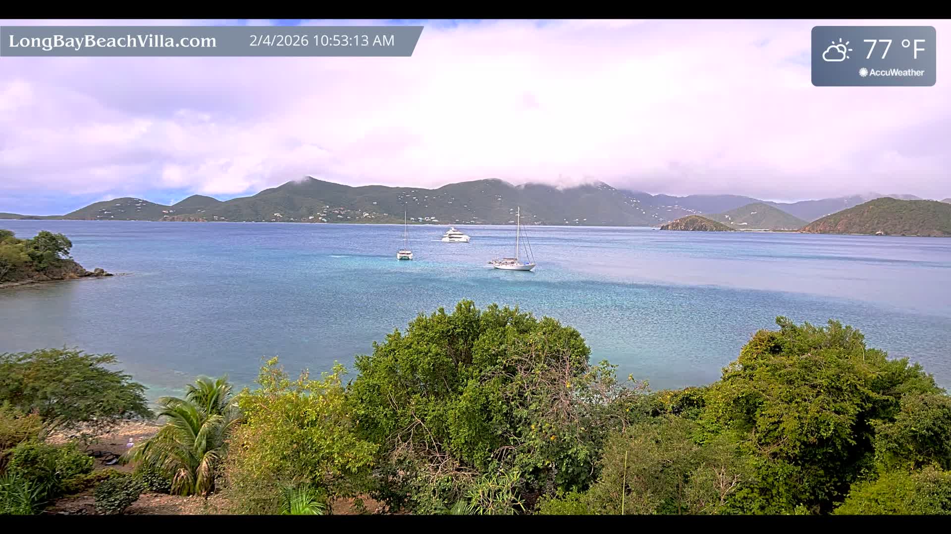 St. John, Long Bay Beach & Coral Bay Live Cam - East End , St. John, United States Virgin Islands, USA