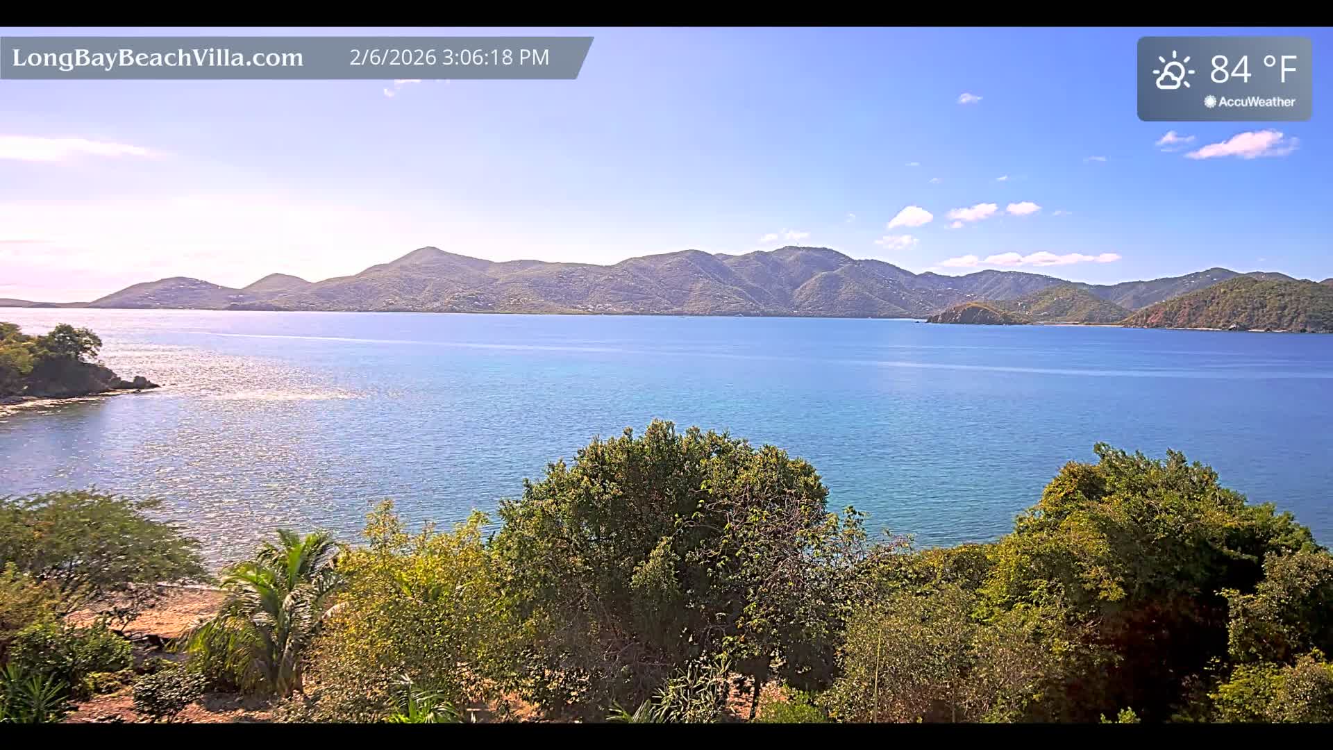 St. John, Long Bay Beach & Coral Bay Live Cam - East End , St. John, United States Virgin Islands, USA