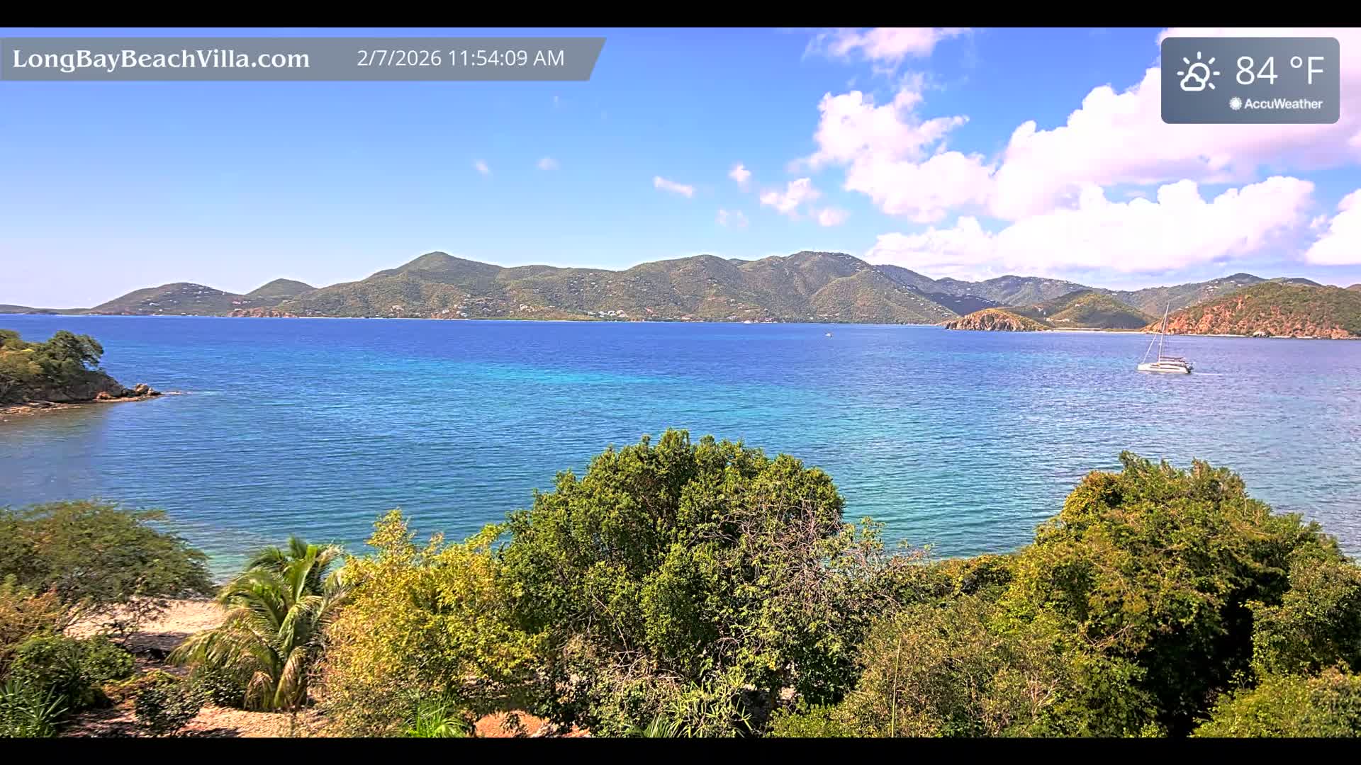 St. John, Long Bay Beach & Coral Bay Live Cam - East End , St. John, United States Virgin Islands, USA