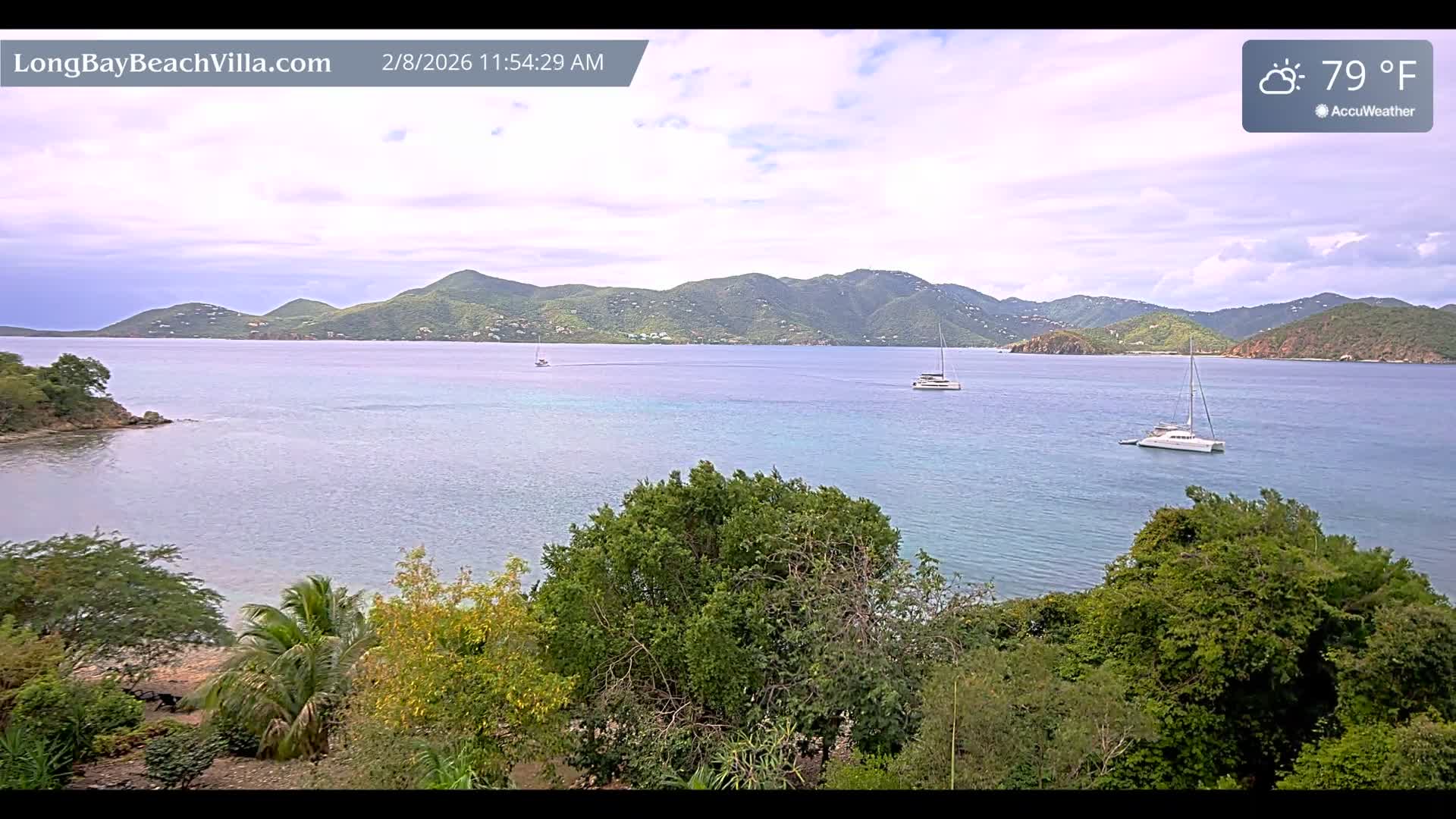 St. John, Long Bay Beach & Coral Bay Live Cam - East End , St. John, United States Virgin Islands, USA