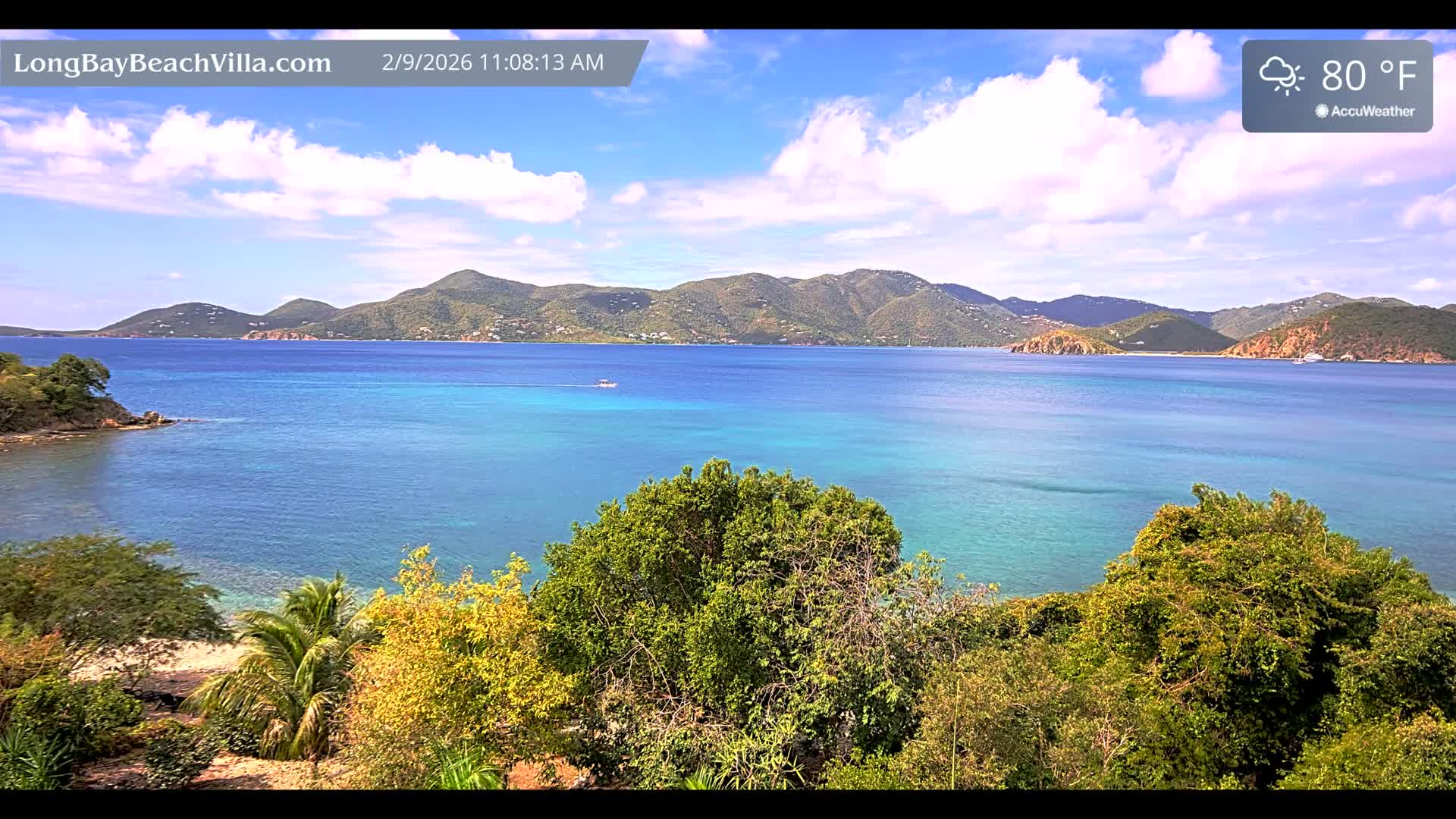 St. John, Long Bay Beach & Coral Bay Live Cam - East End , St. John, United States Virgin Islands, USA