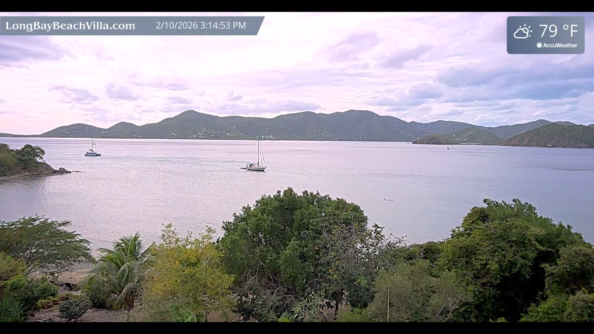St. John, Long Bay Beach & Coral Bay Live Cam - East End , St. John, United States Virgin Islands, USA