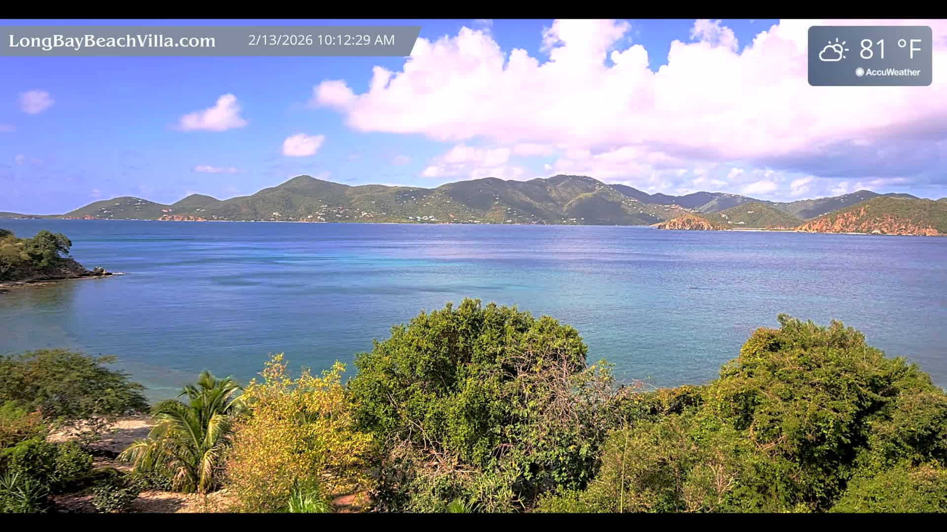 St. John, Long Bay Beach & Coral Bay Live Cam - East End , St. John, United States Virgin Islands, USA