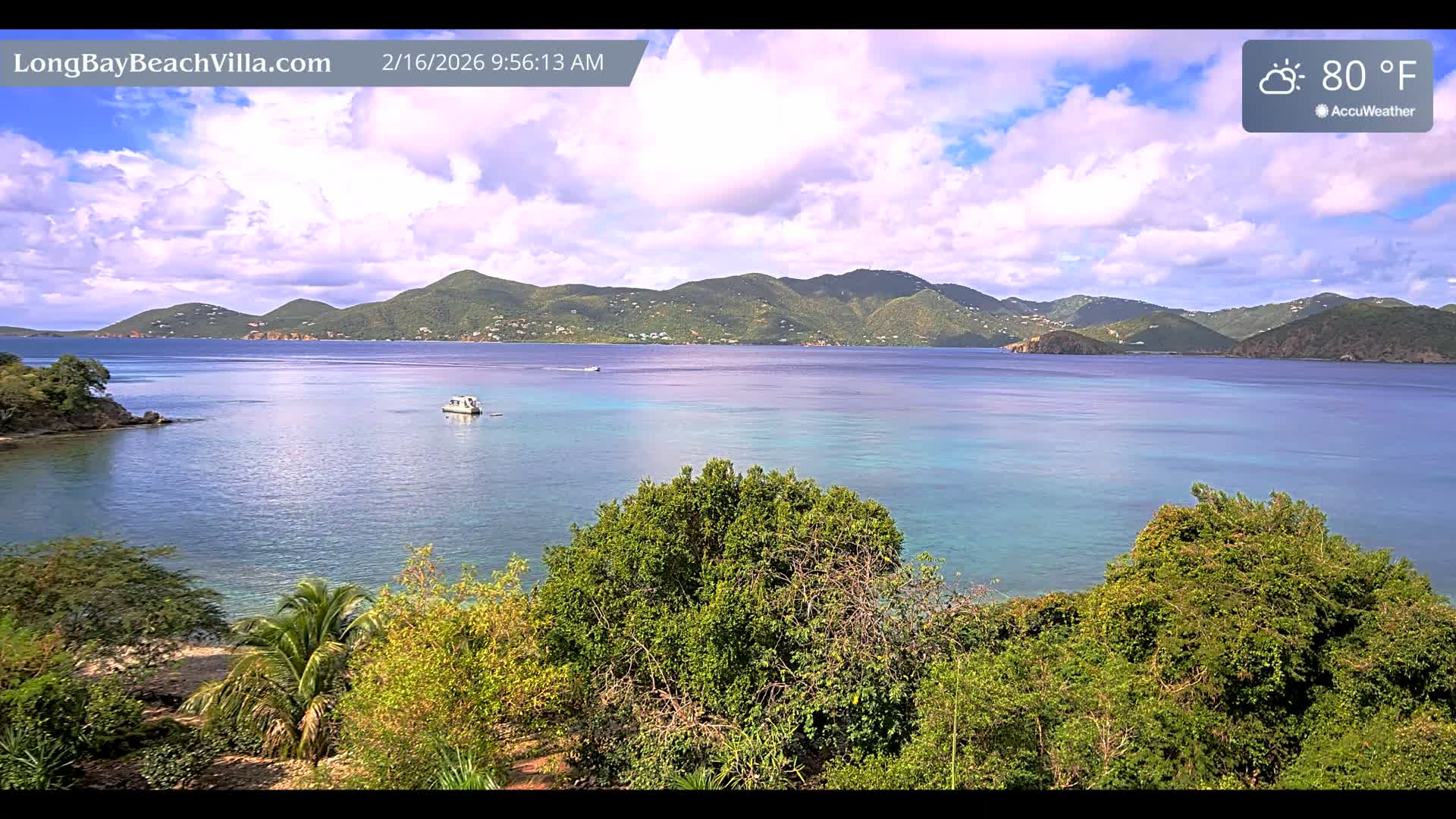 St. John, Long Bay Beach & Coral Bay Live Cam - East End , St. John, United States Virgin Islands, USA