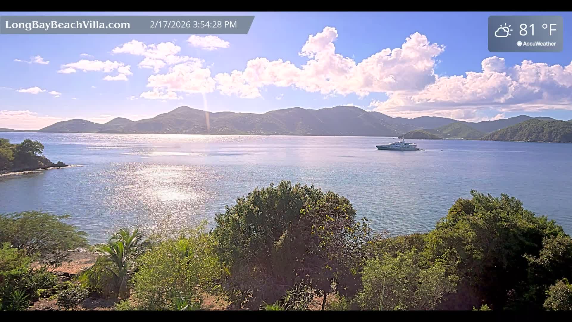 St. John, Long Bay Beach & Coral Bay Live Cam - East End , St. John, United States Virgin Islands, USA