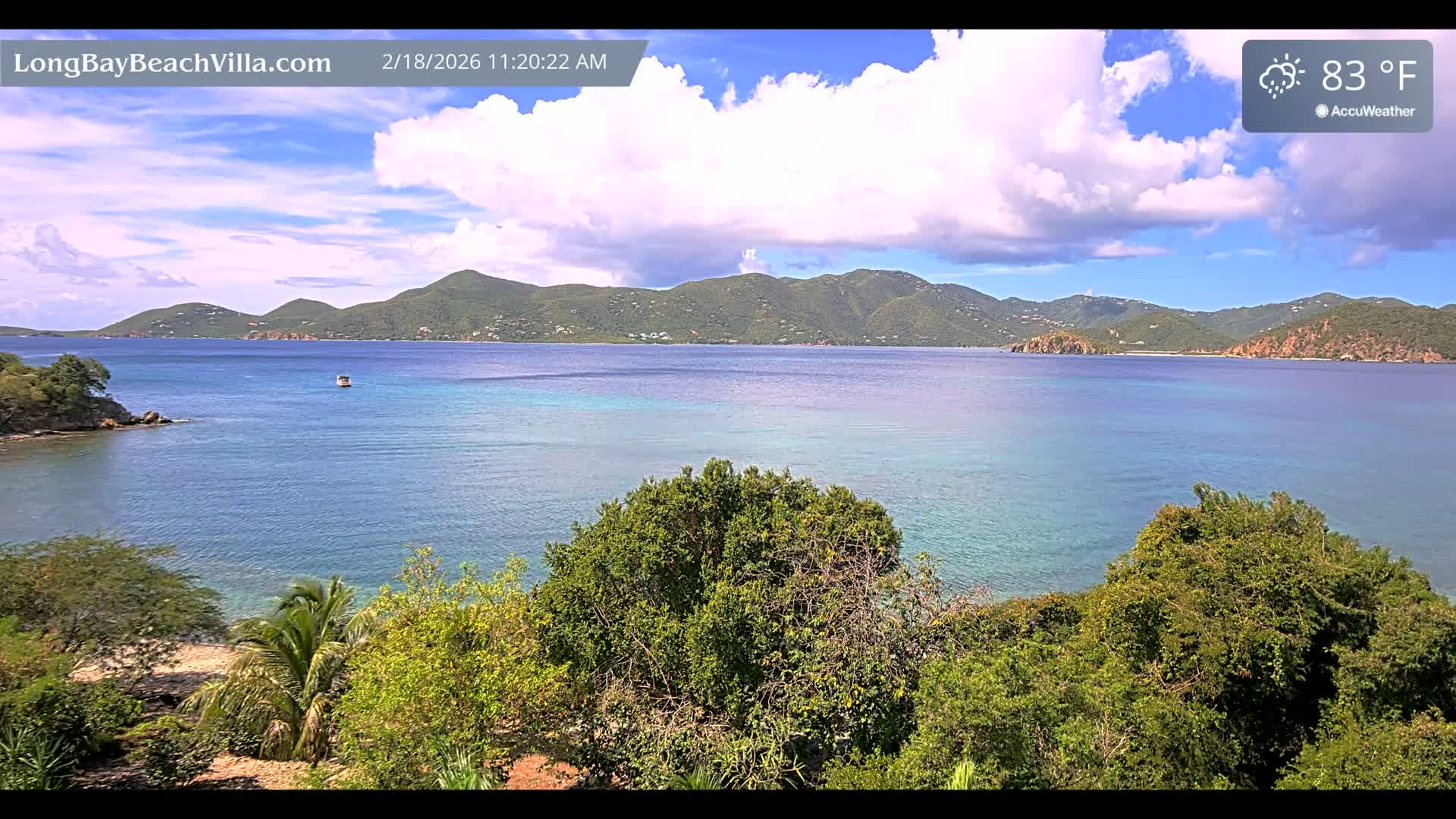 St. John, Long Bay Beach & Coral Bay Live Cam - East End , St. John, United States Virgin Islands, USA